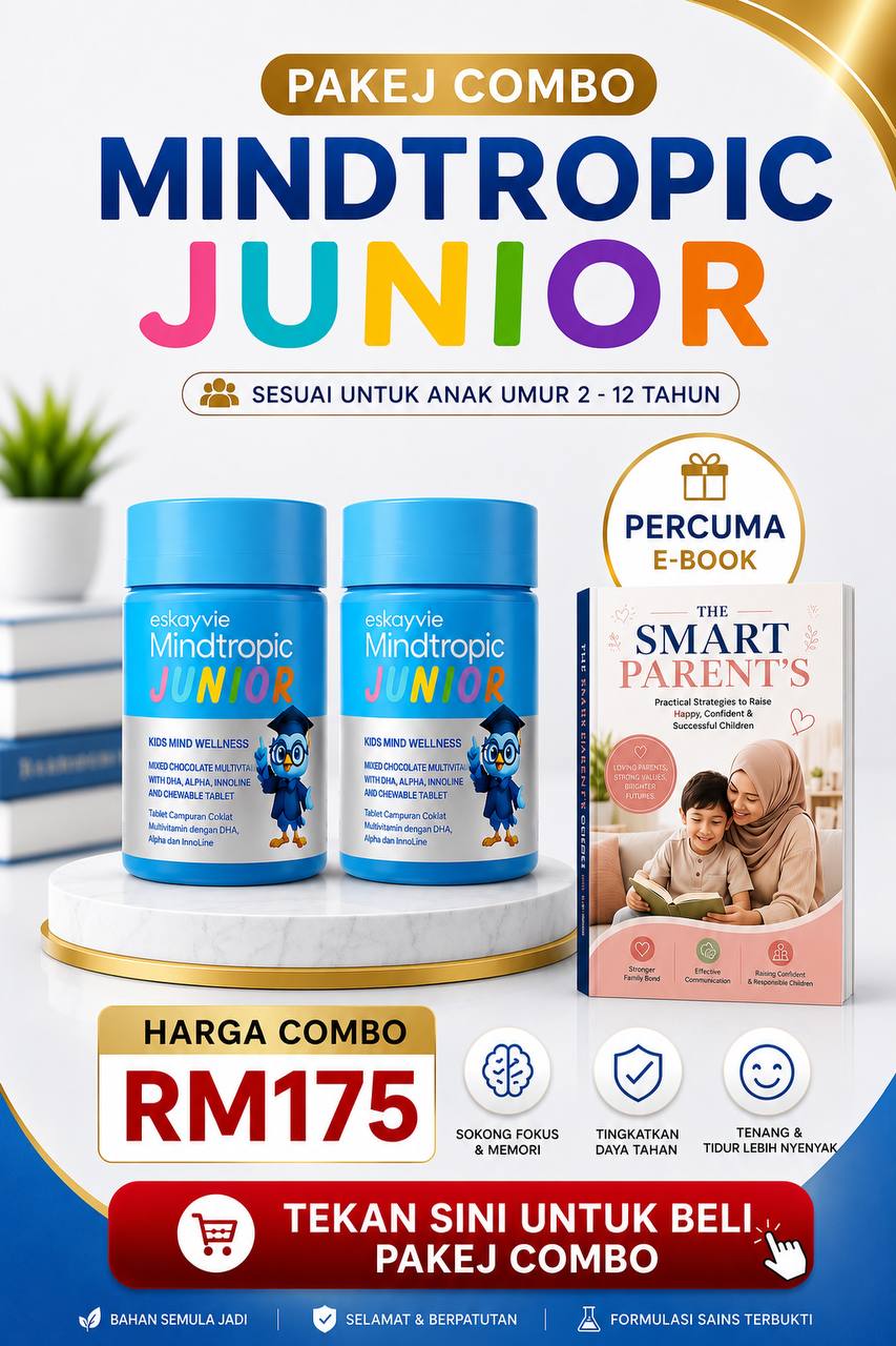 PAKEJ COMBO 2x MINDTROPIC JUNIOR (1x Special Ebook )  (2-12 tahun)