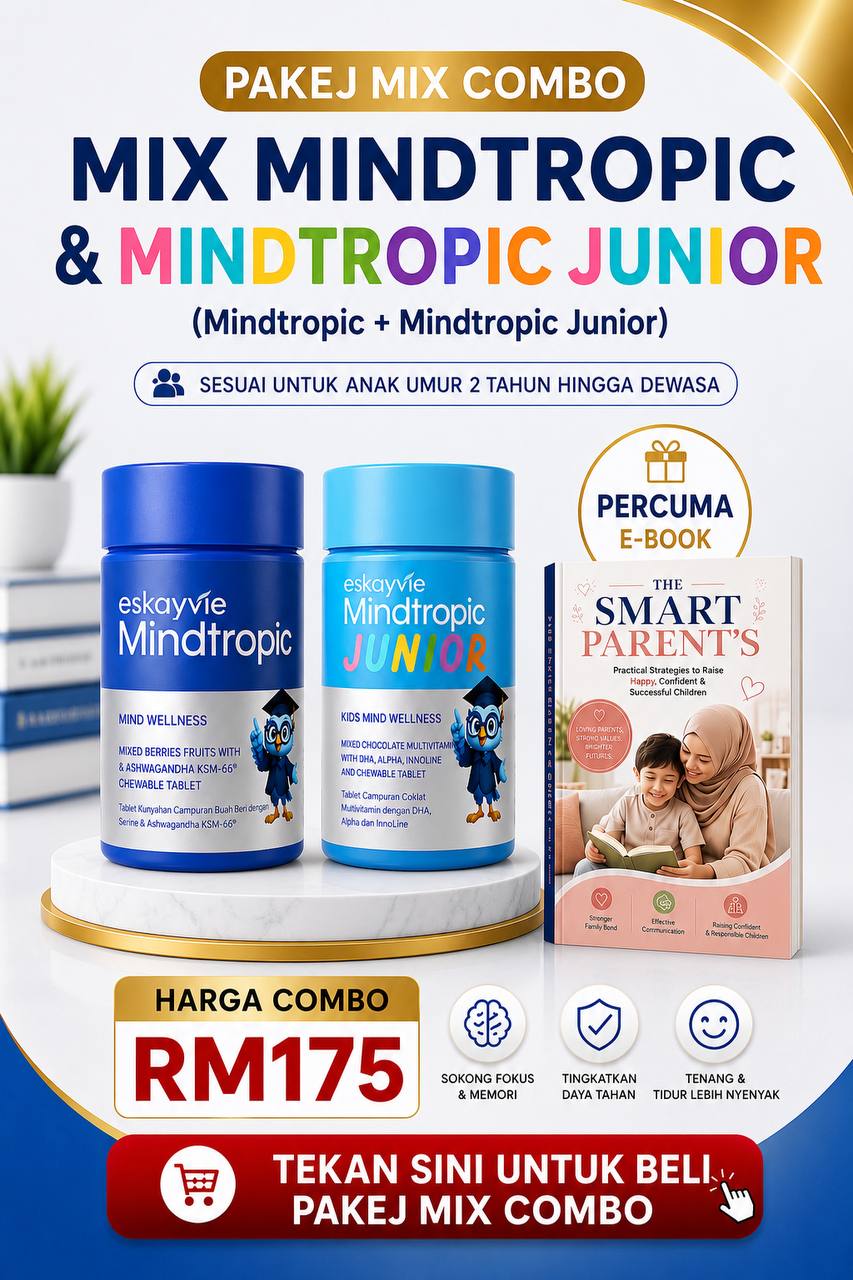 PAKEJ COMBO MIX : MINDTROPIC + MINDTROPIC JUNIOR (1x Special Ebook )  (2 tahun keatas)